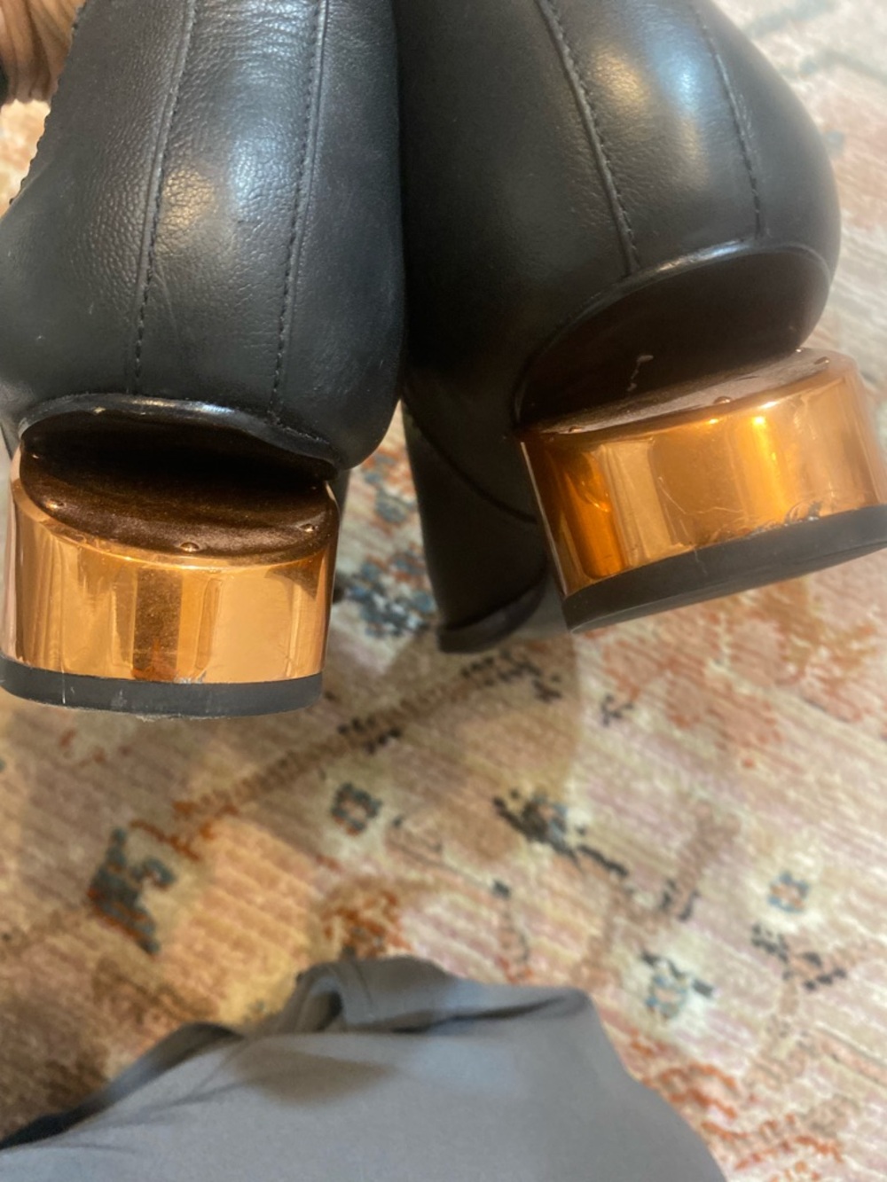 Alexander Wang Kori ankle boots featuring a distinct metallic cutout block heel - Picture 14 of 14
